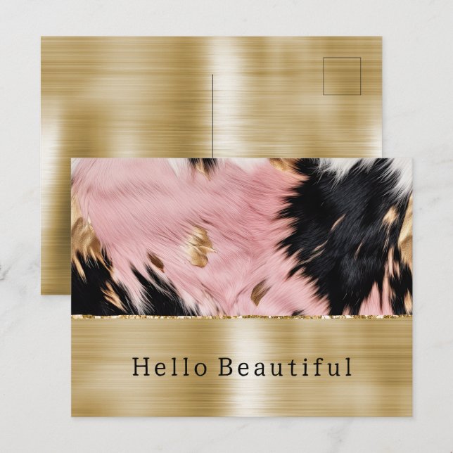 Carte Postale Glam Gold Rose noir (Devant / Derrière)