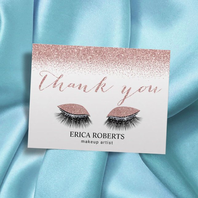 Carte Postale Glam Lashes maquillage Artiste Rose Merci or (Créateur téléchargé)
