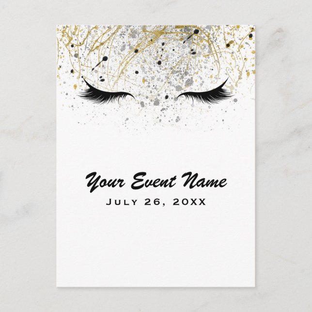 Carte Postale Glam moderne Or Argent Black Eyelashes Beauté (Devant)