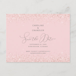 Carte Postale Glam rose & Silver Parties scintillant mariage Enr