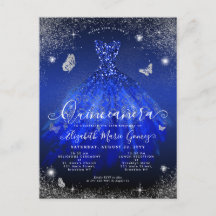 Glam Royal Blue Silver Parties scintillant Gown Qu