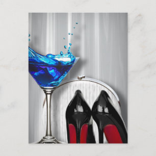 Carte Postale glamor martini cocktail party fille stilletos