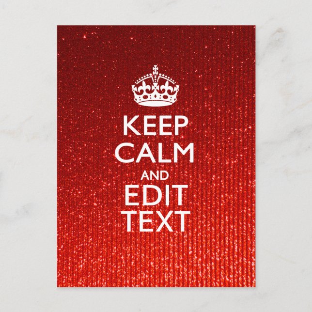 Carte Postale Glamor Red Festive Personnalisé Conserver le calme (Devant)