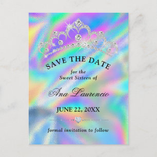 Carte Postale Glamour Faux holographique Enregistrer la date Swe