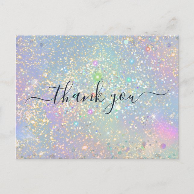 Carte Postale Glamour holographique Paillettes Élégant Brillant  (Devant)
