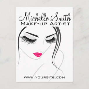 Carte Postale Glamour noir blanc rose cils maquillage et beauté