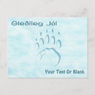 Carte Postale Gleðileg Jól - Empreinte de patte de l'ours polair
