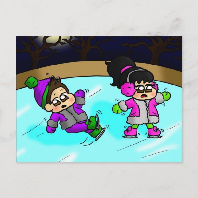 Carte Postale Glissade de glace (Devant)