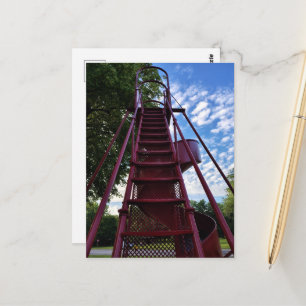 Carte Postale Glissade rouge à Burlington, Iowa Escaliers à grav