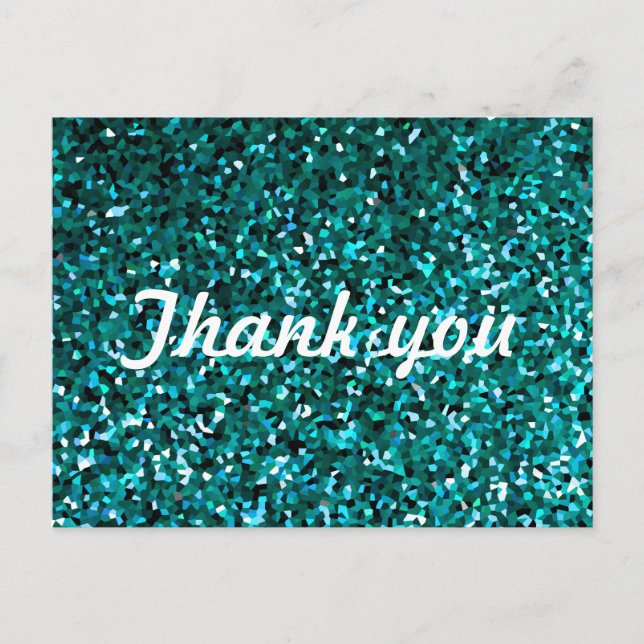 Carte Postale Glitter Patterns Thank You Blue Glittery Sparkle (Devant)