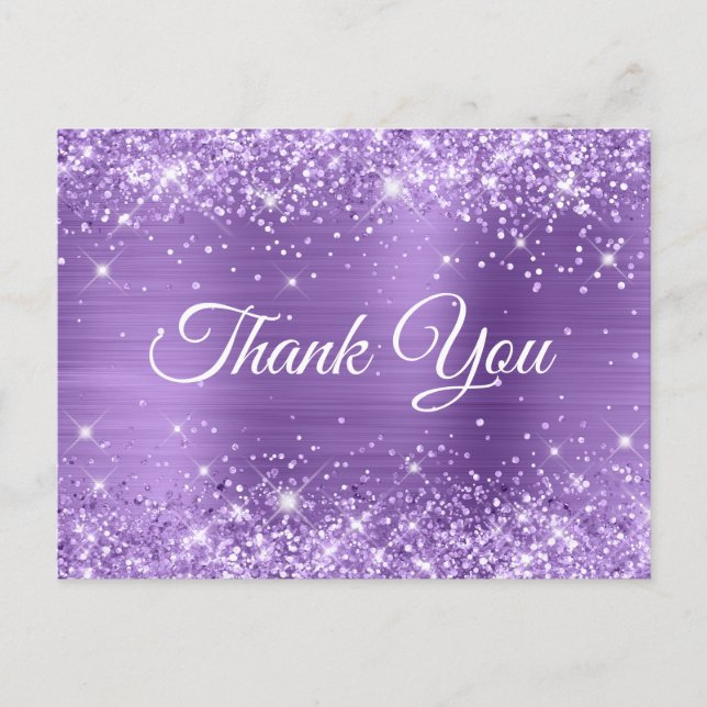 Carte Postale Glitterie Lumière Purple Sweet 16 Merci (Devant)