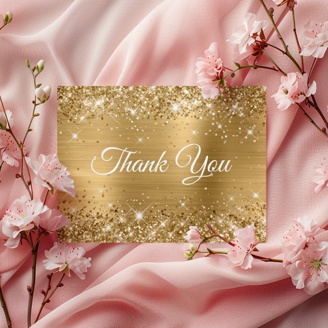 Carte Postale Glittery Gold Foil 21e anniversaire Merci (Glittery Gold Foil 21st Birthday Thank You Postcard)