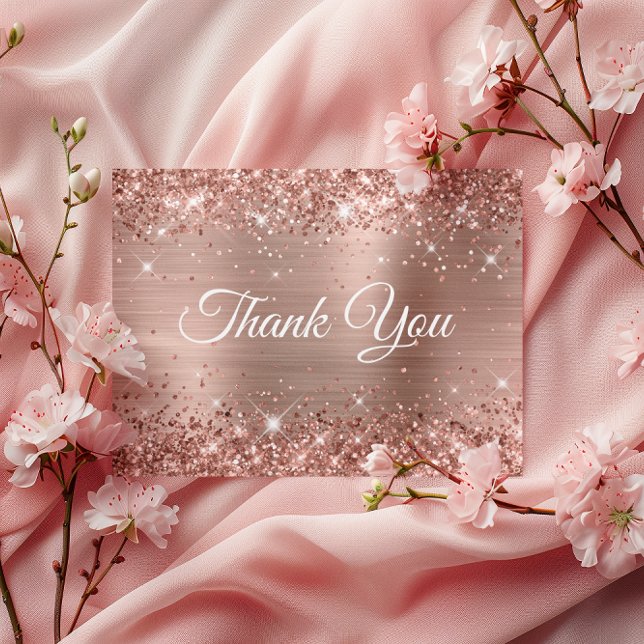 Carte Postale Glittery Rose Gold Foil 21e Anniversaire Merci (Glittery Rose Gold Foil 21st Birthday Thank You Postcard)