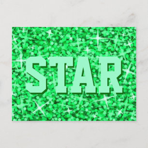 Carte postale Glitz Green 'STAR'