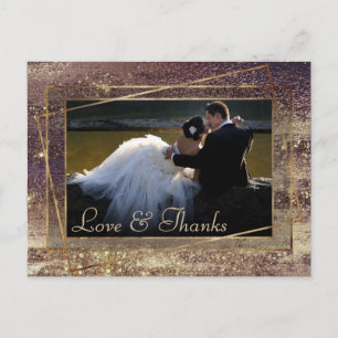Carte Postale Glitzy Foil   Merci photo en cuivre de bronze doré