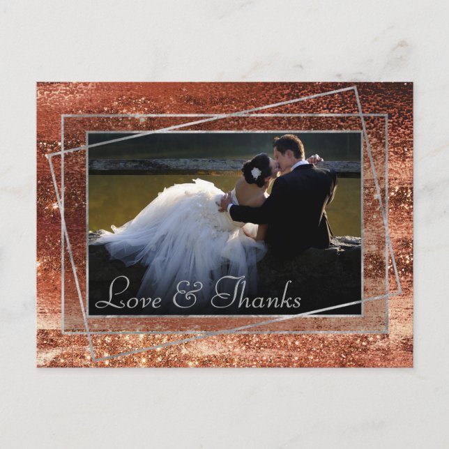 Carte Postale Glitzy Foil | Terra Cotta Orange Merci photo (Devant)