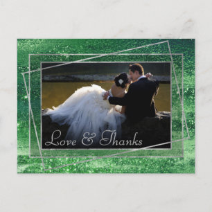 Carte Postale Glitzy minimum   Neo Mint Green Photo Thank You