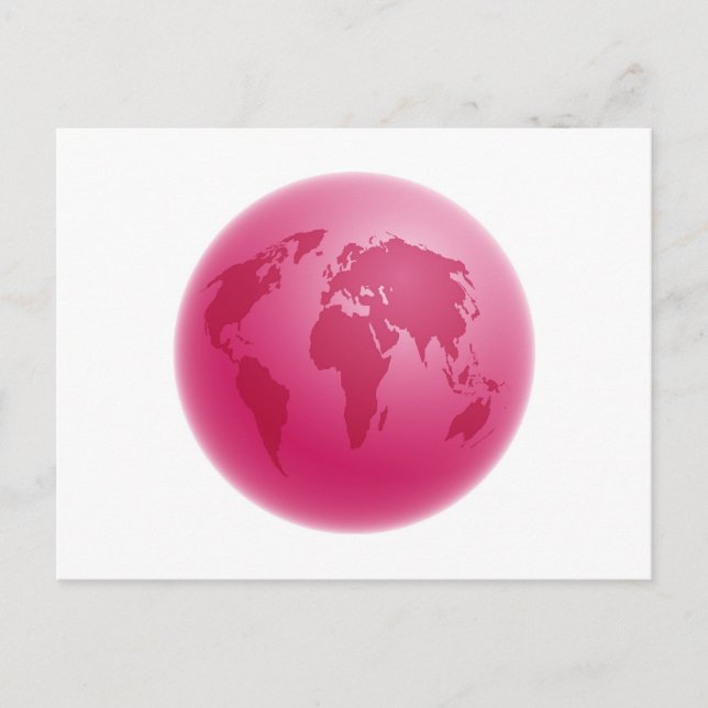 Carte Postale Globe Rose (Devant)