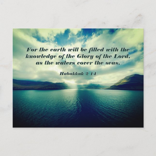 Carte Postale Gloire du Seigneur, Bible Verse, Habakkuk 2:14 (Devant)