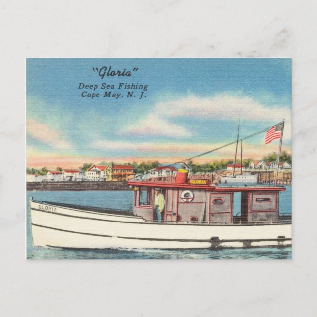 Carte Postale "Gloria" Pêche en mer profonde, Cape May, New Jers (Devant)