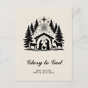 Carte Postale Glorieuse Élégance Religieuse à Dieu Noël Chrétien