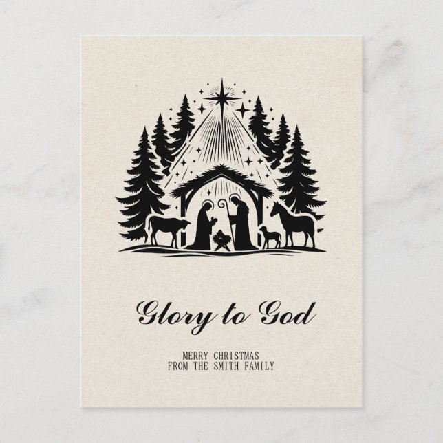 Carte Postale Glorieuse Élégance Religieuse à Dieu Noël Chrétien (Devant)