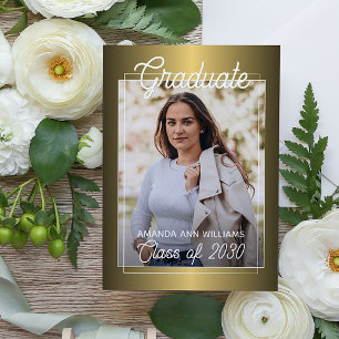 Carte Postale Glossy Gold Minimalist Graduation Faire-part