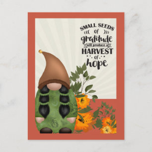 Carte Postale Gnome de gratitude de récolte d'automne