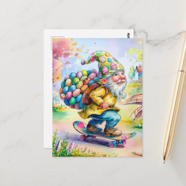 Carte Postale Gnome de Pâques (Devant/Arrière en situation)