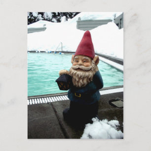 Carte Postale Gnome de piscine de neige