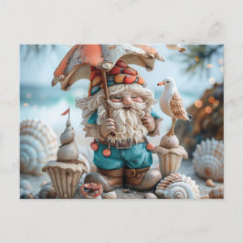 Carte Postale Gnome de plage avec parapluie