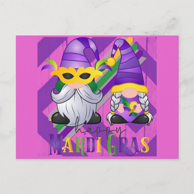 Carte Postale Gnome mignonne Joyeux Mardi Gras (Devant)