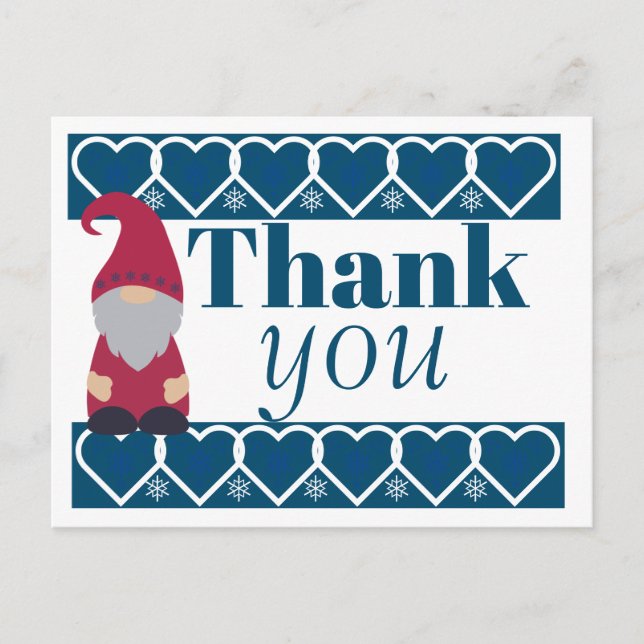 Carte Postale Gnome nordique personnalisée Merci de Noël (Devant)