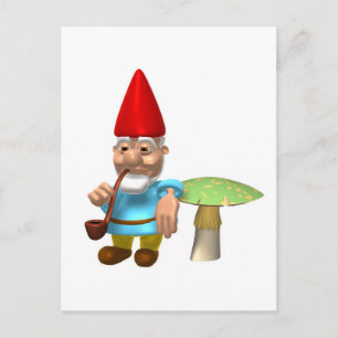 Carte Postale gnome penché sur le champignon