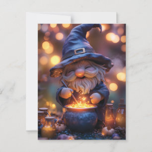Carte Postale Gnome souriant Stirring Magic Pot