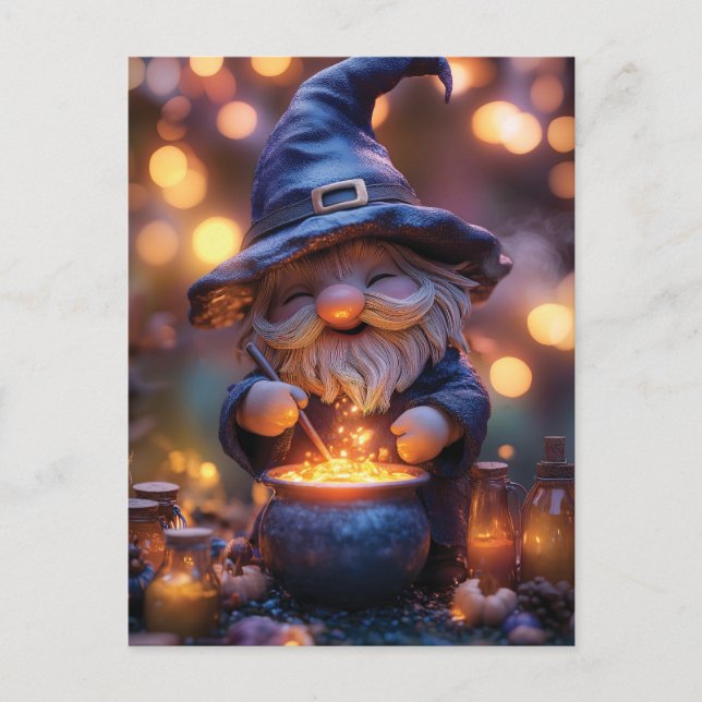 Carte Postale Gnome souriant Stirring Magic Pot (Devant)