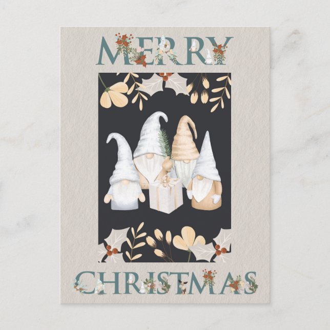 Carte Postale Gnomes d'hiver scandinaves de Noël (Devant)