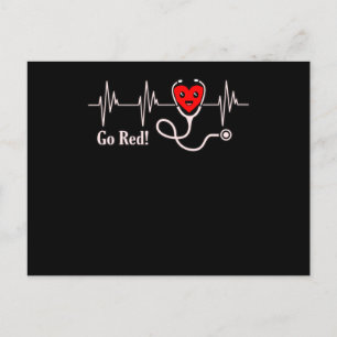 Carte Postale Go Red Heartbeat Sensibilisation aux maladies card