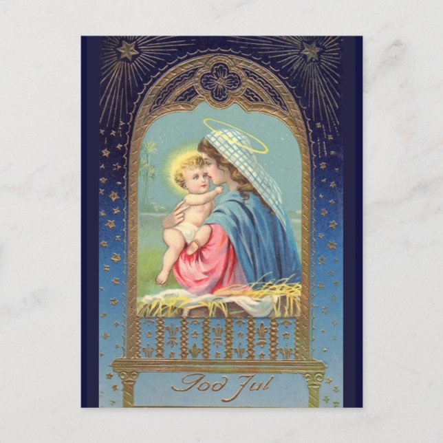 Carte Postale "God Jul" Suédois Vintage (Devant)