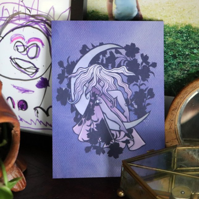 Carte Postale Goddess de lune violette Wiccan Triple Moon Symbol (Créateur téléchargé)
