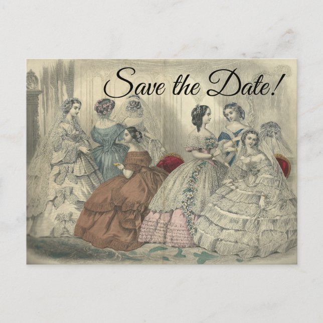 Carte Postale Godey's 1860 Mariées & Demoiselles d'Honneur (Devant)