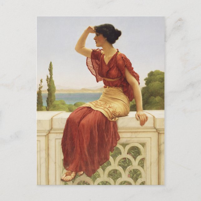 Carte Postale Godward Le Signal Belle Femme Portrait Art (Devant)