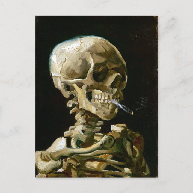 Carte Postale Gogh Tête d'un squelette avec une cigarette brûlan (Devant)