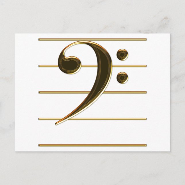 Carte Postale Gold Bass Clef Music Note (Devant)