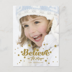 Carte Postale Gold Believe Magic Hand Lettré photo de vacances
