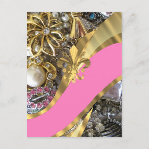 Carte Postale Gold bling fleur de lys