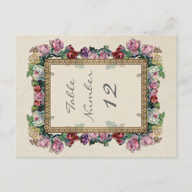 Carte Postale Gold Brocade Floral Formal Élégant Numéros de tabl (Devant)