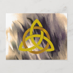 Carte Postale Gold Cream Trinity Knot Celtic Aquarelle