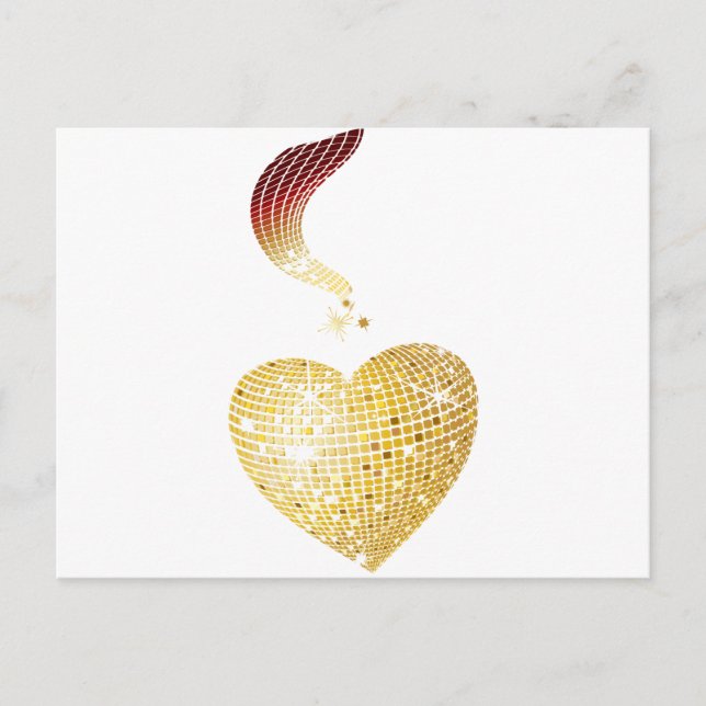 Carte Postale Gold Disco Ball Heart (Devant)