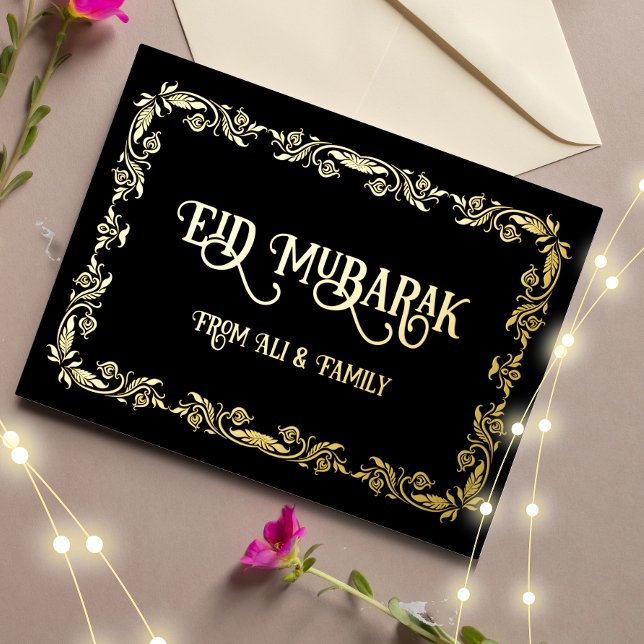 Carte postale Gold Eid Moubarak de luxe (Créateur téléchargé)